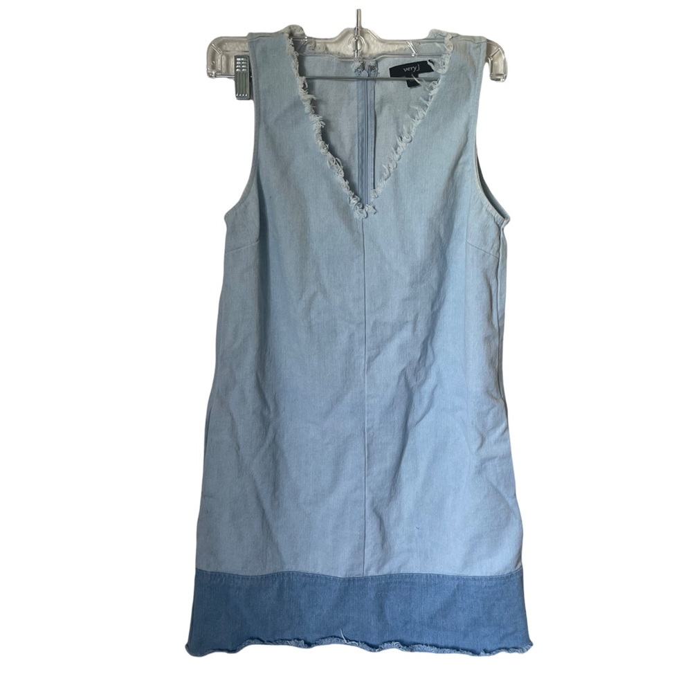 Very J Two tone raw‎ hem v-neck zipper back sleeveless dress size small